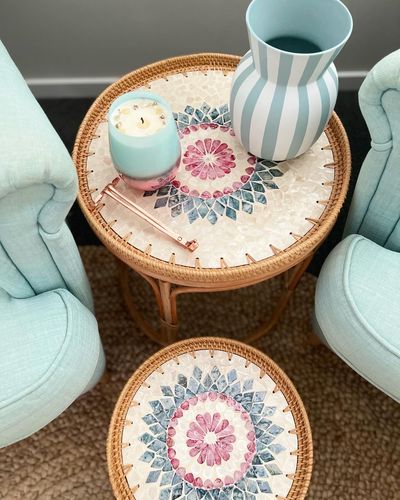 Customer photo review of Floral Rattan Coffee/Side Table, Bedside Table Set