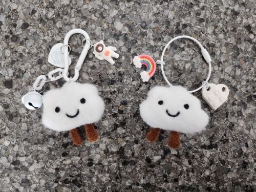 Customer photo review of Baby Cloud Plush Keychains