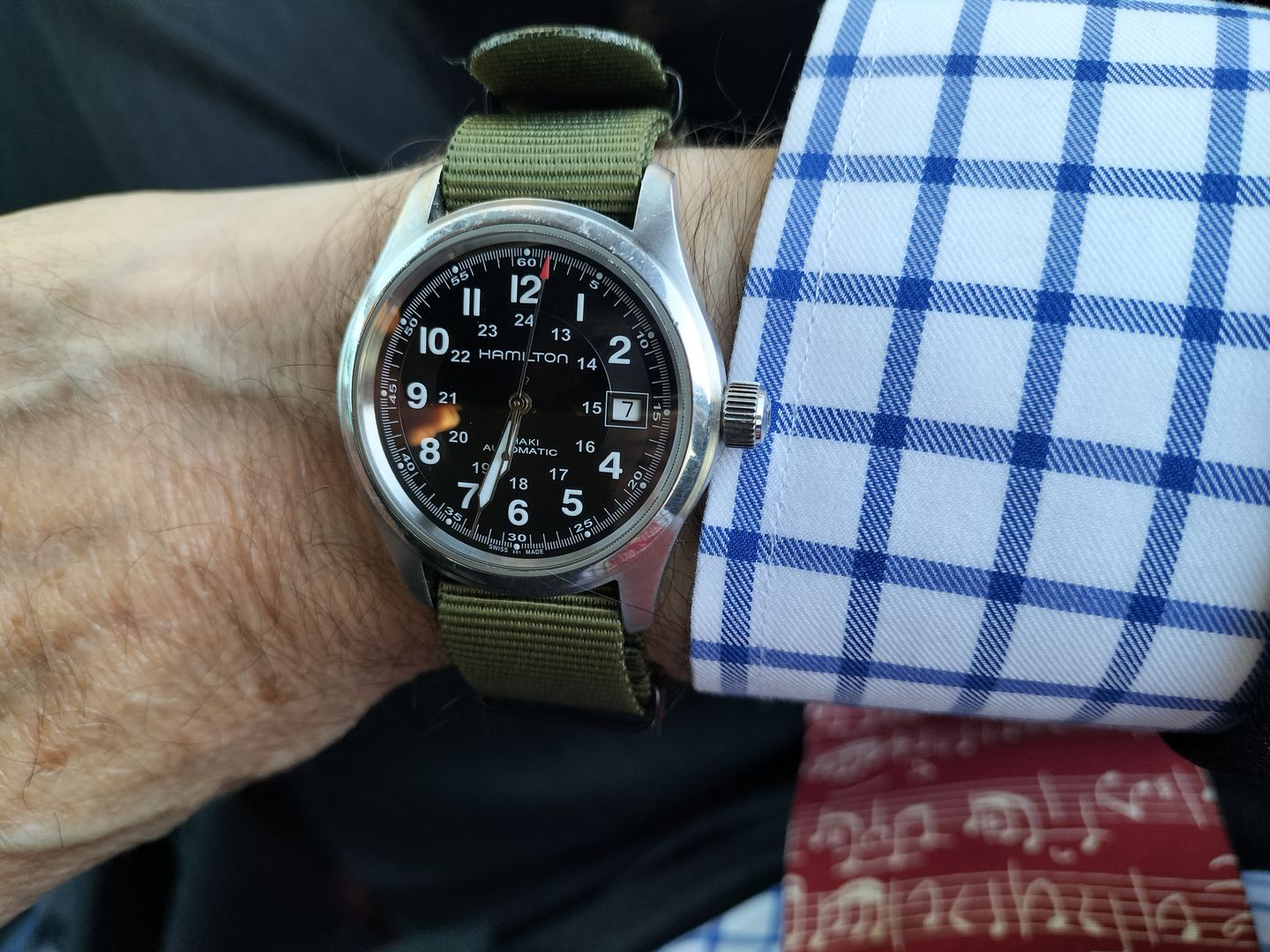 Customer photo review of Classic Military Style Strap - Military Green With Black PVD Buckle and Keepers