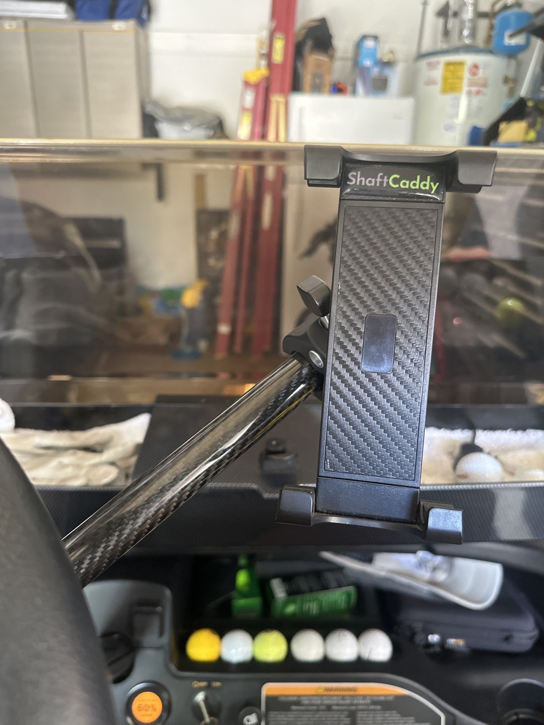 Customer photo review of Shaft Caddy 1.0 | Golf Cart Phone & Tablet Holder