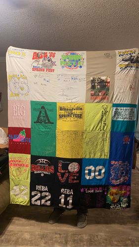 T-shirt quilt with sports, events themes by Reba from LA