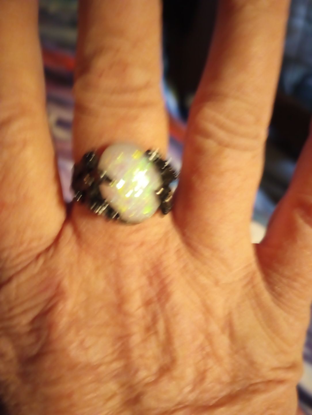 Customer photo review of Midnight Blossom Opal Crystal Ring