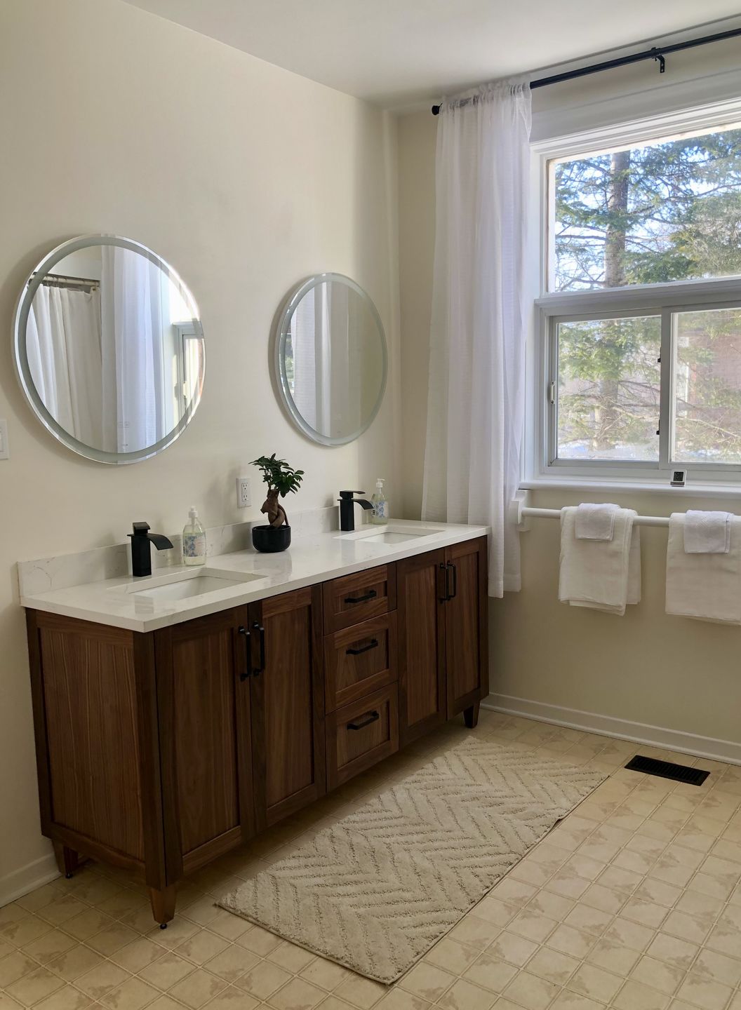 Customer photo review of Bridgeport 72" American Black Walnut Bathroom Vanity, Double Sink