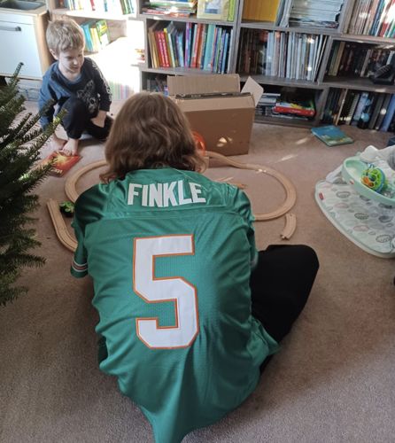 Customer photo review of Ray Finkle Ace Ventura Pet Detective Football Jersey