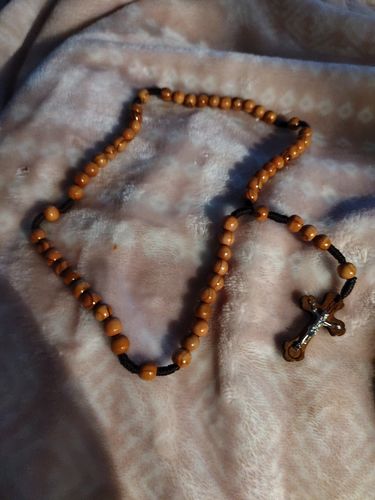 Customer photo review of Jerusalem Olive Wood Beads Rosary - Holy Land Rosaries