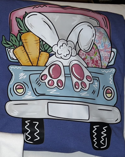 Customer photo review of Bunny Easter Truck DTF Heat Transfer, Easter Design