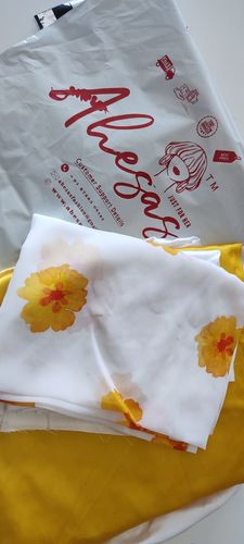 Customer photo review of Yellow - White Haldi Designer Satin Silk Lehenga with Floral Print Top