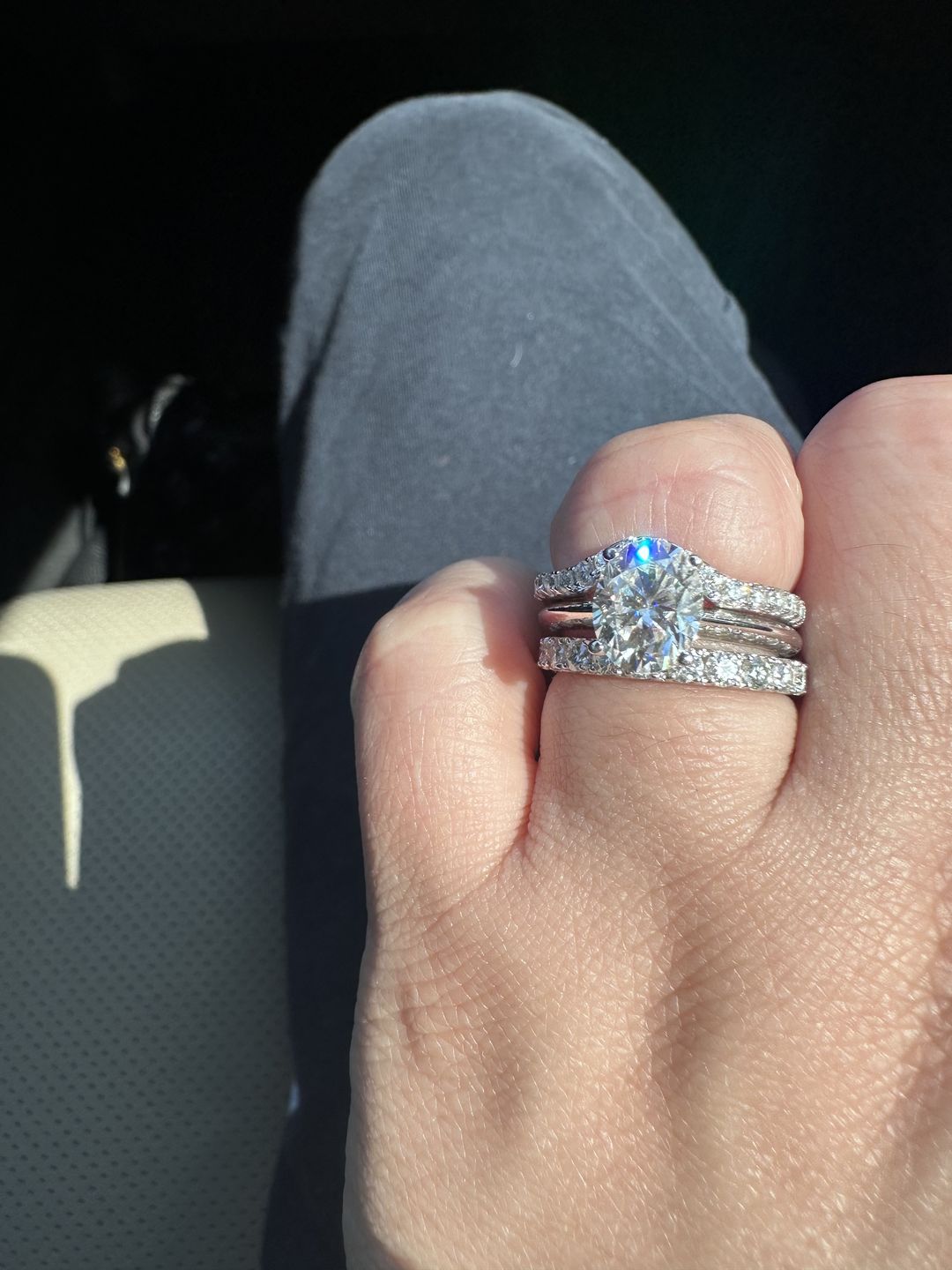 Customer photo review of Classic Solitaire Oval Moissanite Four Prong Polish Engagement Ring