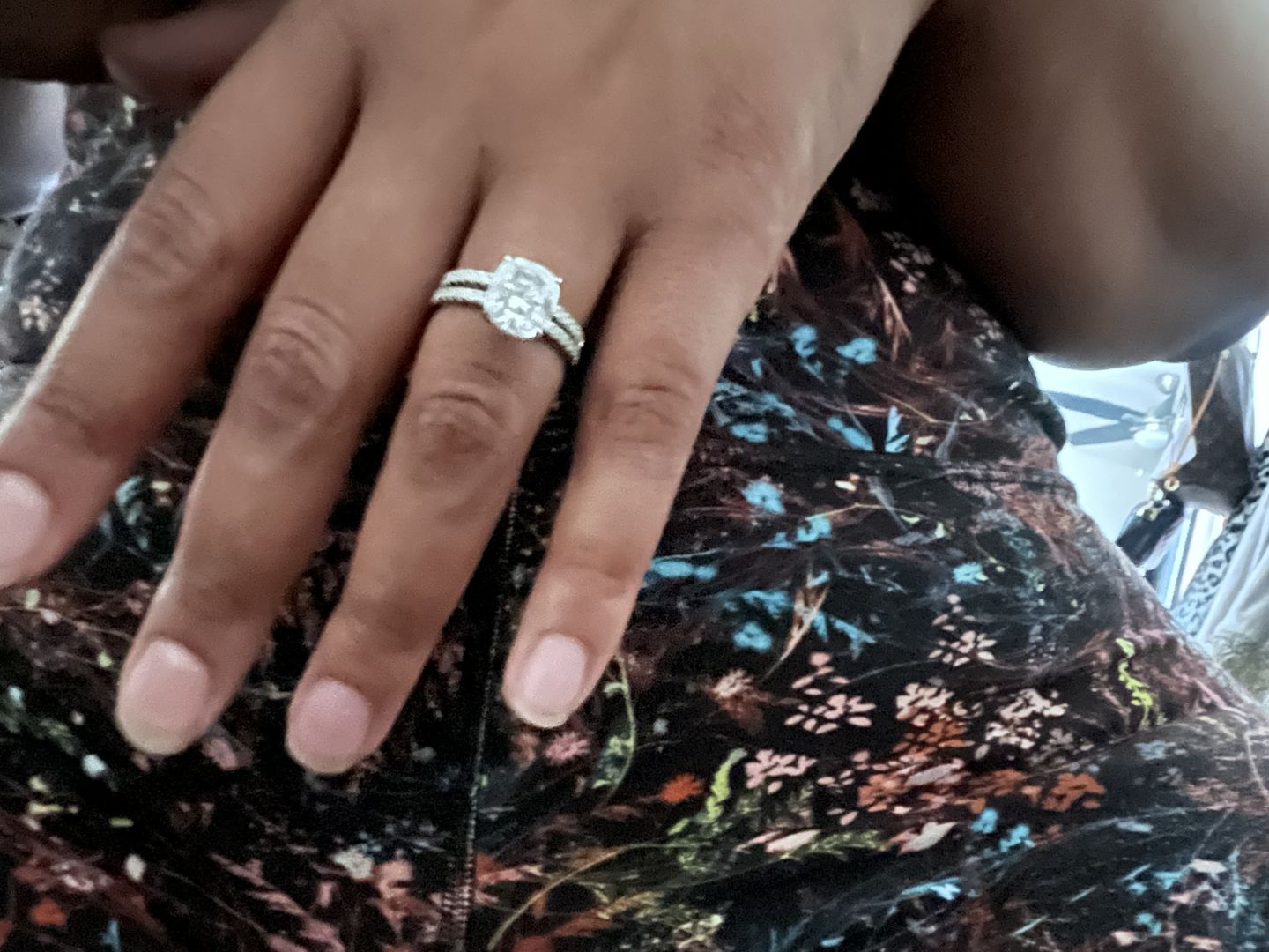 Customer photo review of S925 Classic 3.0 Carat Cushion Cut White Sapphire Wedding Set In Sterling Silver
