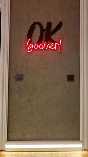 Customer photo review of Ok Boomer Neon Duvar Dekoru