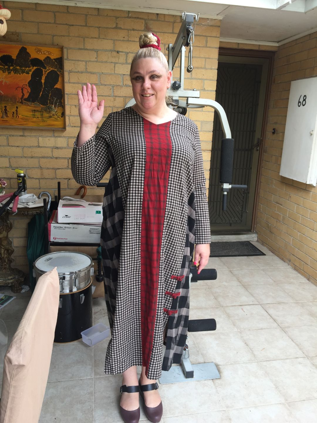Customer photo review of Plus Size - Different Colored Plaid Retro Cotton Linen Dress