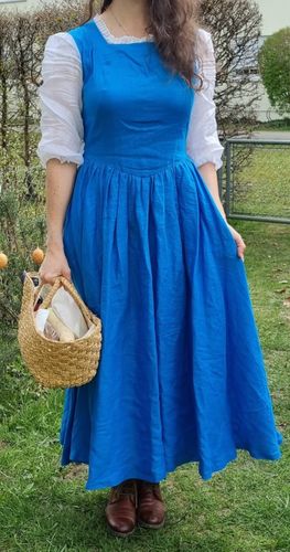 Customer photo review of Blue linen fit and flare princess dress 1659#