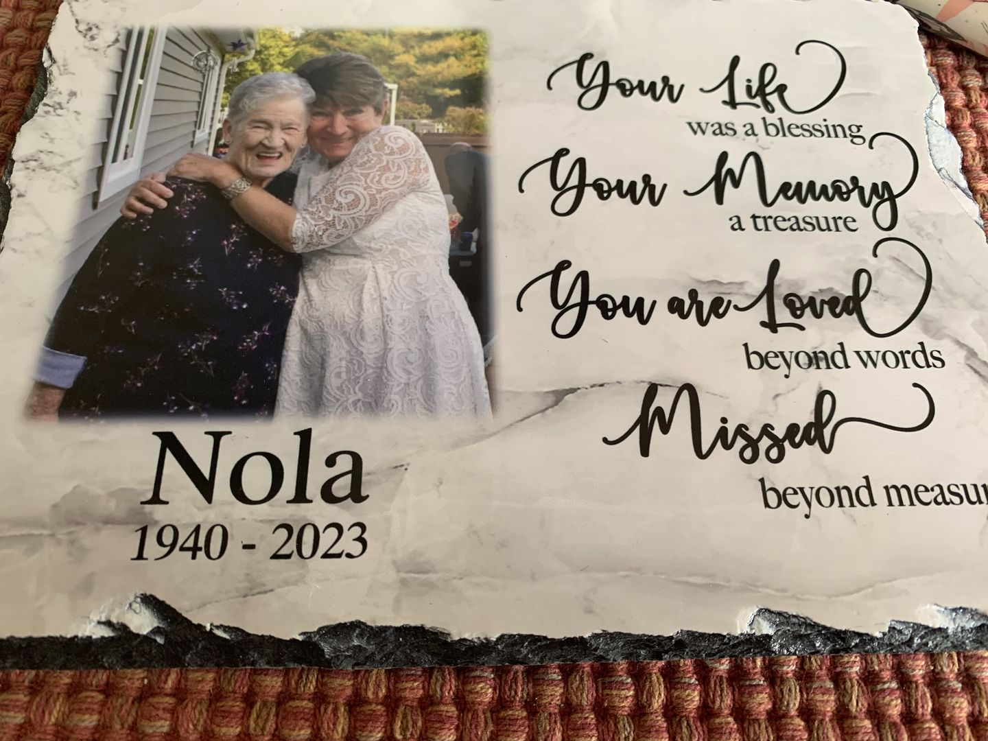 Customer photo review of Your Life was a blessing, your memory a treasure