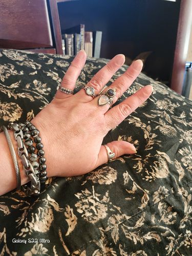Customer photo review of Celestial Moonstone and Labradorite Silver Ring