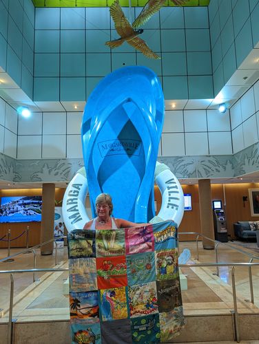 T-shirt quilt with travel, beaches themes by Vanessa from SC