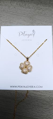 Customer photo review of Collar Trébol Giratorio con Zirconias