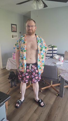 Customer photo review of Hexagon Tile Board Game Button Up Shirt