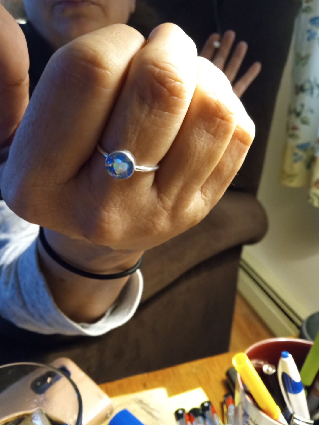 Customer photo review of Opal Heart Ring with Cremation Ashes