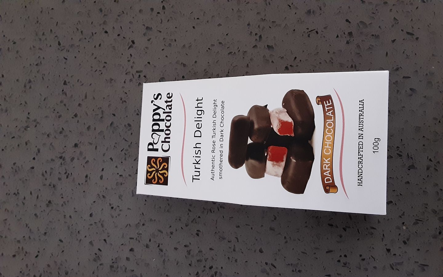 Customer photo review of Chocolate Coated Turkish Delight Dark Chocolate 100g