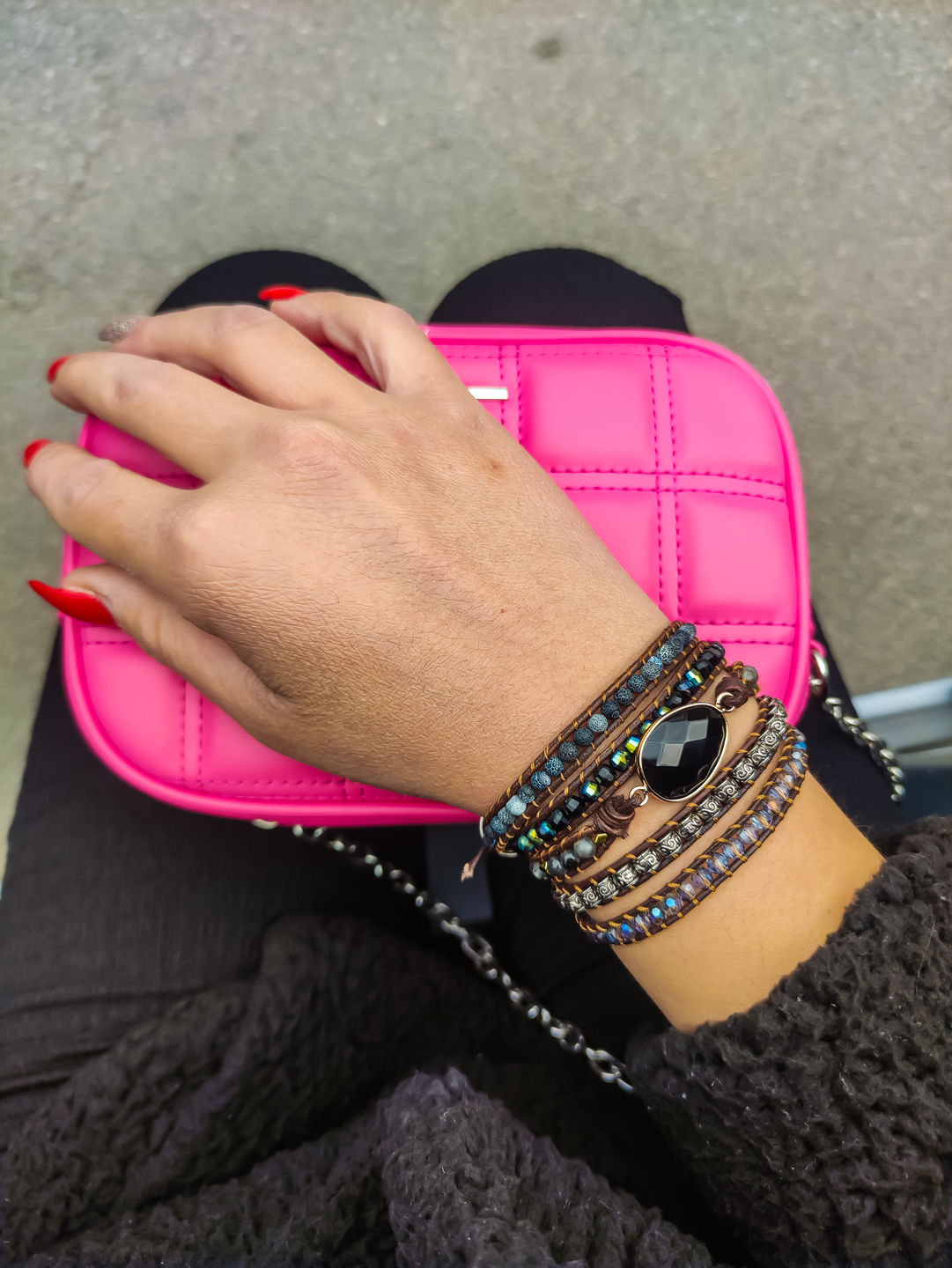 Customer photo review of Onyx Moonlight Protection Wrap Bracelet