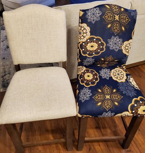 Customer photo review of Stretchable Chair Covers, Decent Blue