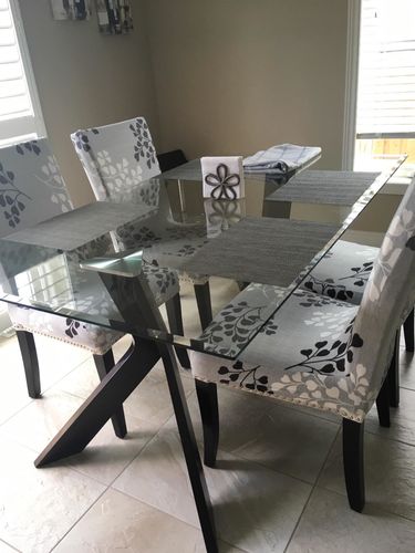 Customer photo review of Stretchable Chair Covers, Petal Grey