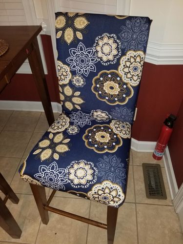Customer photo review of Stretchable Chair Covers, Decent Blue