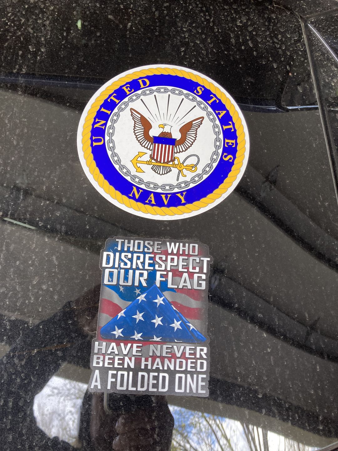 Customer photo review of Those Who Disrespect Our Flag Have Never Been Handed A Folded One Decal