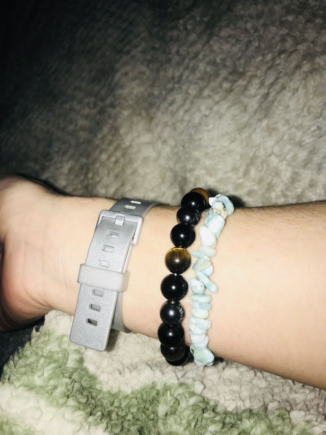 Customer photo review of Triple protection - beaded bracelet; black obsidian, tiger's eye and hematite