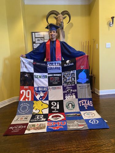 T-shirt quilt featuring fc dallas, southern methodist university by Tram from TX