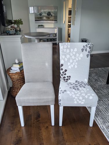 Customer photo review of Stretchable Chair Covers, Petal Grey