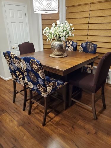 Customer photo review of Stretchable Chair Covers, Decent Blue