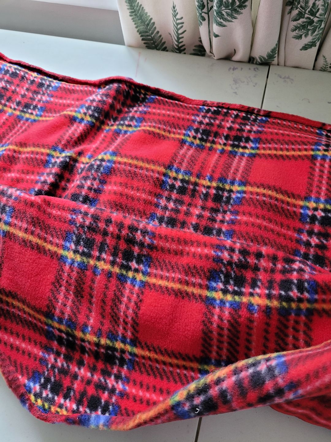 Customer photo review of Red Checkered Anti Pill Polar Fleece Fabric