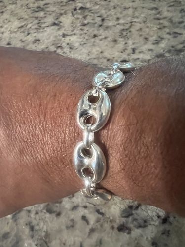 Customer photo review of 925 Sterling Silver Men's Puffed Marina Chain 14mm Bracelet 25 gr 9 inch