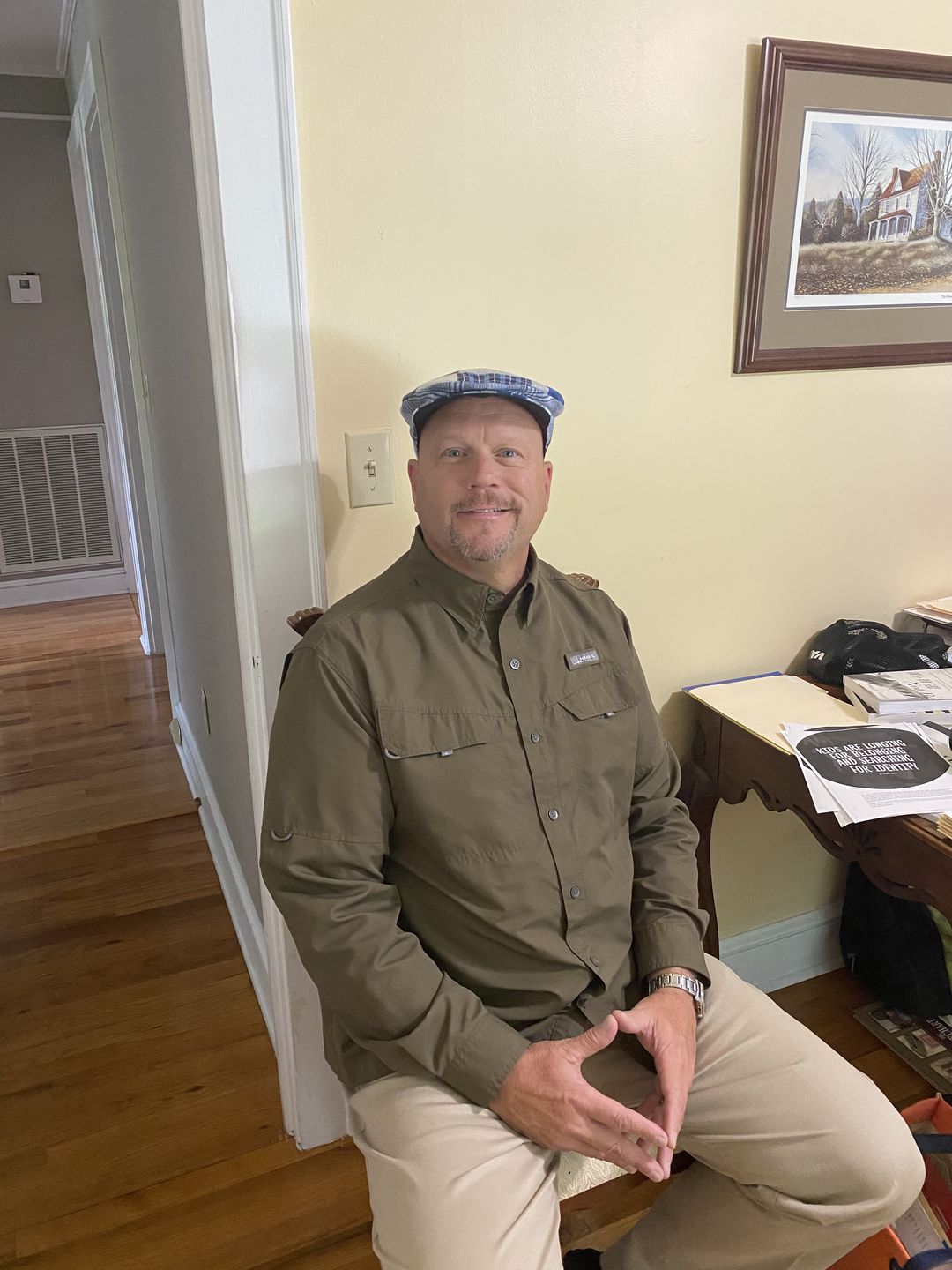 Customer photo review of Vintage Cap Patchwork Grey/Blue Linen