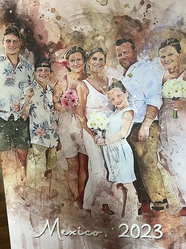 Customer photo review of Family Watercolor Portrait Sign II | Customizable Canvas