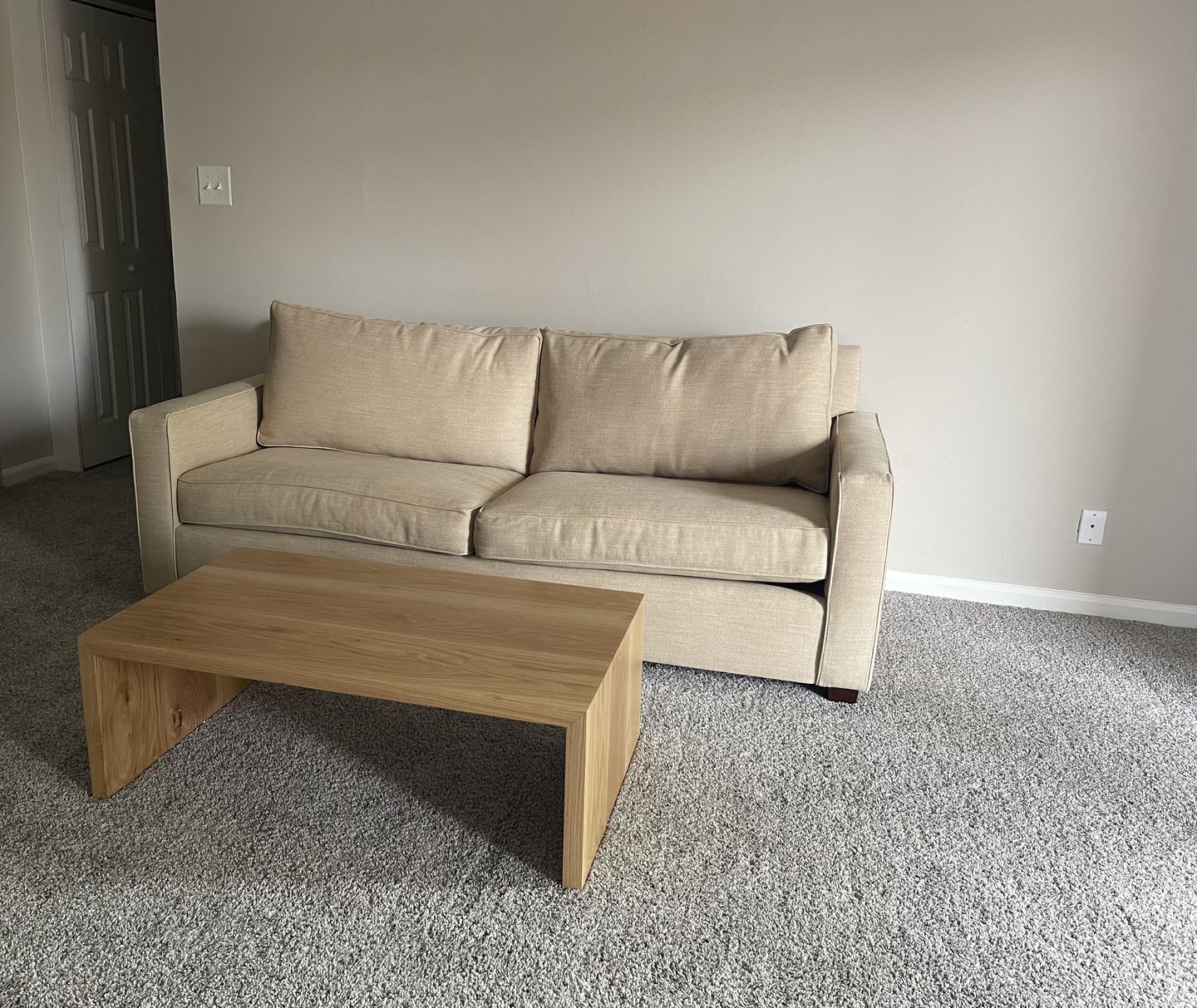 Customer photo review of White Oak Waterfall Coffee Table