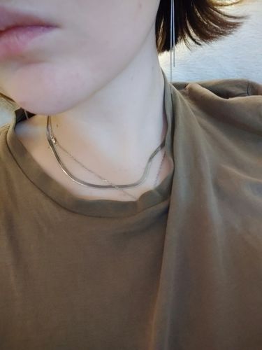 Customer photo review of 18k Gold Herringbone Necklace Bracelet Anklet