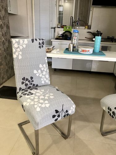Customer photo review of Stretchable Chair Covers, Petal Grey