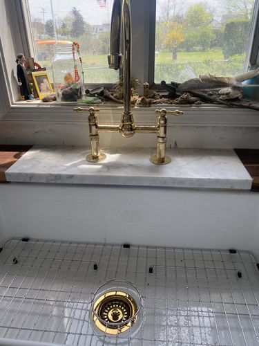 Customer photo review of Brass Bridge Kitchen Faucet - Antique Brass Bridge Faucet ASB02