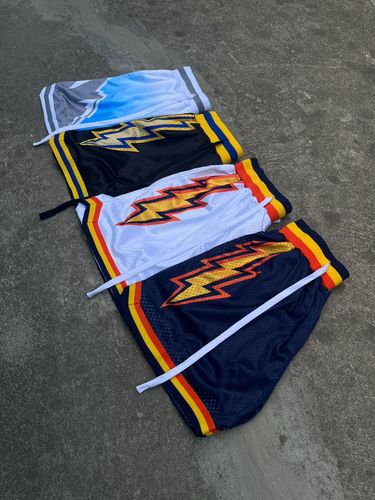 Customer photo review of White Splash Bolts Basketball Shorts