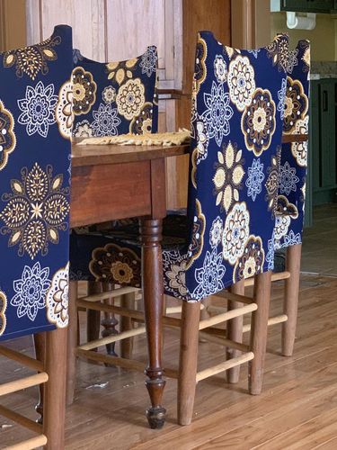Customer photo review of Stretchable Chair Covers, Decent Blue
