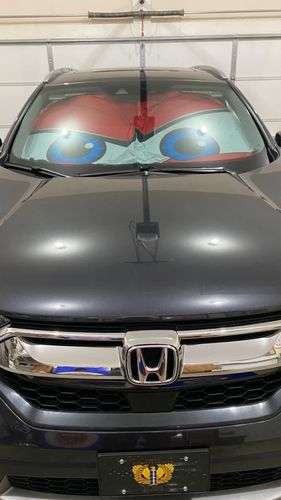 Customer photo review of Seriously Angry Cartoon Eyes Custom Car Windshield Sunshades