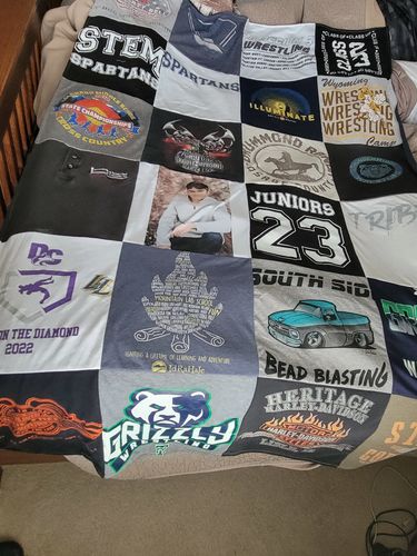 T-shirt quilt featuring spartans, grizzly by Julie from CO