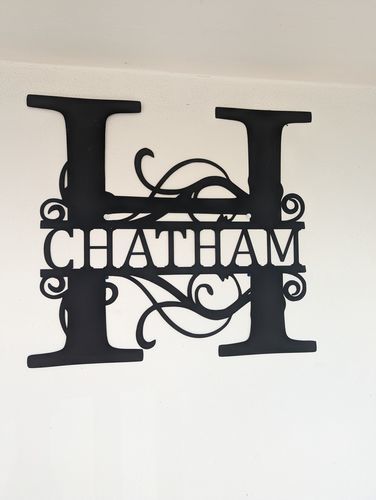 Customer photo review of Metal Split Letter Monogram | Custom Metal Monogram Signs