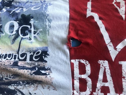 T-shirt quilt with beach, sports themes by Connie from SC