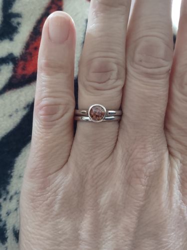 Customer photo review of Solitaire 0.8ct Caramel Bezel CZ Ring Set in Sterling Silver