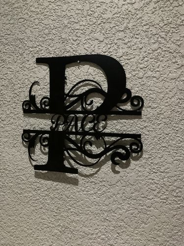 Customer photo review of Metal Split Letter Monogram | Custom Metal Monogram Signs