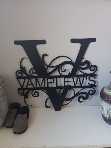 Customer photo review of Metal Split Letter Monogram | Custom Metal Monogram Signs