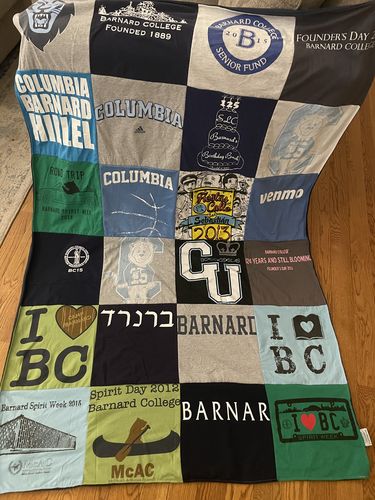 T-shirt quilt from barnard college, columbia university by Shira from NY
